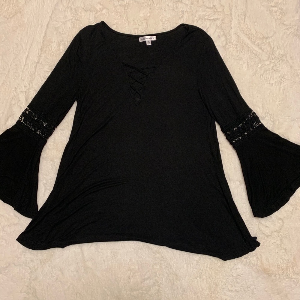 Roommates bell sleeve black blouse